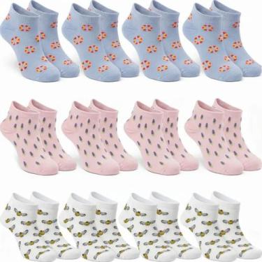 Imagem de Kit 12 Pares Meias Cano Curto Baixo Soquete Sapatilha Unissex Masculin