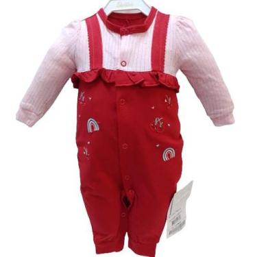 Imagem de Macacão Longo Bebê Menina Bordado Le Bhua / Paraiso Rf 13656, Vermelho