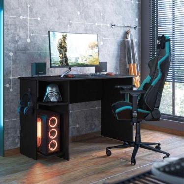 Imagem de Escrivaninha Para Escritório Ou Gamer Preto Fosco Qmovi