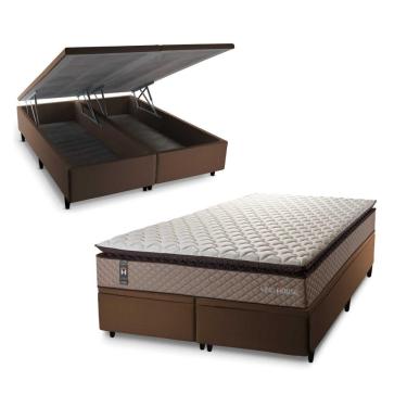 Imagem de Cama Box Baú Atlanta Espuma D45 193x203 Bege King House