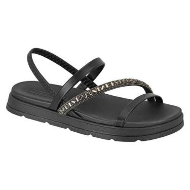 Imagem de Sandália Papete Moleca Feminina Cristal Flatform - Preto, 36, Preto