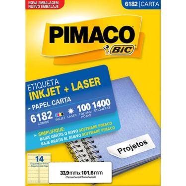 Imagem de Etiqueta Carta 6182 33,9x101,6mm ink-jet/laser Pimaco 100Fls