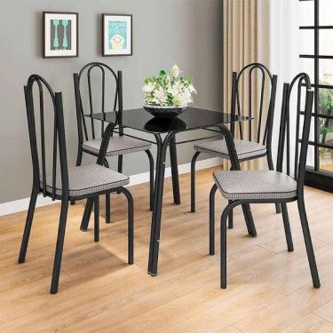 Imagem de Conjunto De Mesa Lotus 75cm Com 4 Cadeiras 121 Preto Platina Artefamol