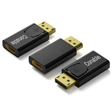 Imagem de Adaptador DisplayPort para HDMI, pacote com 3 unidades 4K UHD unidirecional banhado a ouro DP PC para monitor HDMI conversor macho para fêmea compatível com dispositivos de fonte DisplayPort