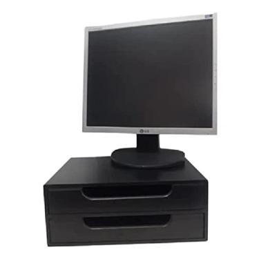 Imagem de Genérico Suporte para Monitor Mesa 2 Gavetas Multiuso Preto