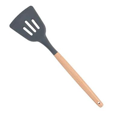 Imagem de Espátula Vazada Silicone com Cabo em Madeira - Clink