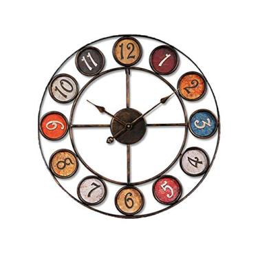 Imagem de Relógio de parede extragrande, Centurion com numerais árabes ponteiros Parisiense Francês Country Rústico moderno Farmhouse analógico relógio de metal, 24 pol.