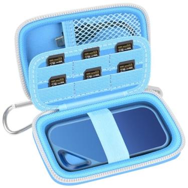 Imagem de Capa compatível com SanDisk 1TB 2TB 4TB 500GB 8TB para SanDisk Extreme PRO disco rígido externo SSD portátil, cartão de memória SD SDXC SDHC organizador de armazenamento de cartão (apenas caixa) (azul