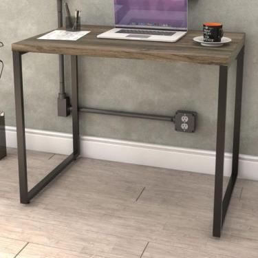 Imagem de Mesa Escrivaninha Win Carvalho Dark - Pnr Móveis, Marrom Escuro, Moder