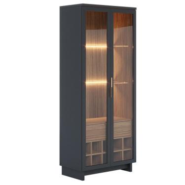 Imagem de Cristaleira Adega 2 Portas 1 Gaveta Tijuca C05 Preto Fosco/noce Milano - Mpozenato