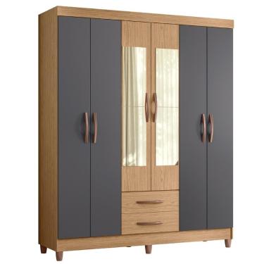 Imagem de Guarda Roupa Solteiro 154cm Com Espelho Dony A02 Freijó/titanium - Mpozenato