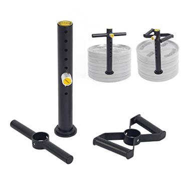 Imagem de RISINGFIT Alça Ajustável Para Kettlebell, Resistente Anilhas, Pino De Carga Com Barra Dupla Em D E T, Suporte Peso Olímpico Até 200 Libras.