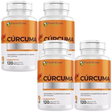 Imagem de Combo 4x Cúrcuma Original 500mg C/120 Curcumina Floral Ervas