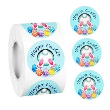 Imagem de KiBcsLic 500 Etiquetas Adesivas de Páscoa para Pequenos Negócios, Etiquetas de Papel para Envelopes com a Frase "Feliz Páscoa", 25 mm, para Caixas de