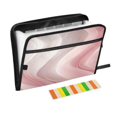 Imagem de Wassud Pasta organizadora de arquivos sanfonada gradiente rosa com 13 bolsos com abas e adesivos, organizador de pastas de documentos de recibo de papel tamanho carta A4 para viagens de escritório