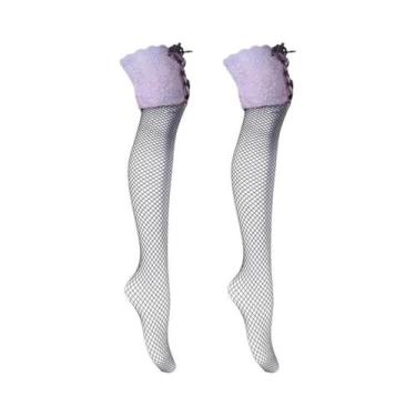 Imagem de Meias Altas De Renda Floral Com Patchwork Para Mulheres, Vermelhas E P