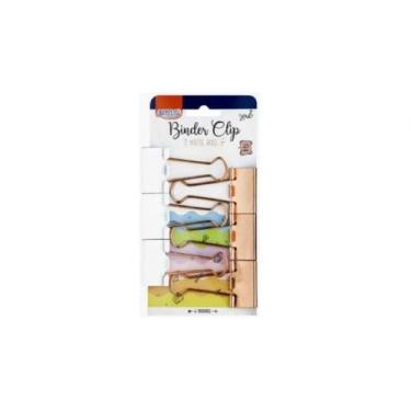 Imagem de Clips Binder BRW 25mm em Metal Conjunto com 6 Unidades Branco e Rosê