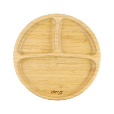Imagem de Prato Infantil Bambu Com Ventosa e Divisórias Clingo Bebê