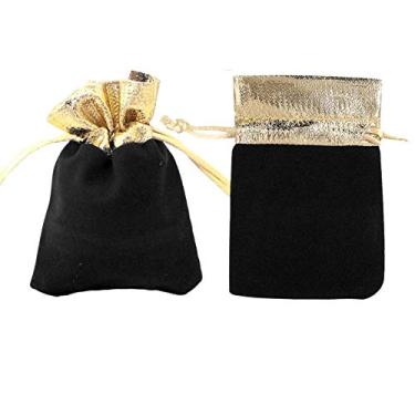 Imagem de 50 Peças/Conjunto 2 Cores Saco De Cordão De Tecido, Sacos De Embalagem De Joias, Sacos De Presente De Pacote Pequeno (Preto 7 * 9 Cm)