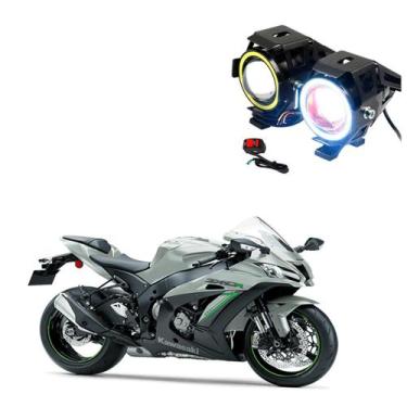Imagem de Par Farol de Milha Angel Eye U7 para Moto Kawasaki ZX 10  ZX 10R  2011
