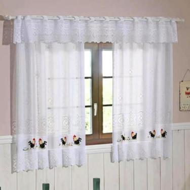 Imagem de Cortina para Cozinha Renda 2,00x1,20m c/ Bandô - Interlar , Branca Vaq