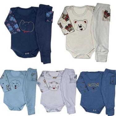 Imagem de Kit 8 Peças Body Bebe E Mijão Pé Reversível Bordado Menino Menina - BE