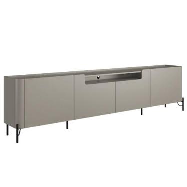 Imagem de Rack Para Sala de Estar TV 85 Pol 4 Portas Pés Industrial Preto Alef I