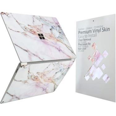 Imagem de Adesivo decalque de capa protetora ultrafina para laptop Microsoft 2025 Surface de 13 polegadas (PC Copilot), fácil de aplicar, antiarranhões, película de vinil livre de resíduos [mármore rachado]