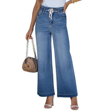 Imagem de Calças jeans de perna larga LookBookstore Classic Blue Tamanho L