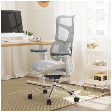 Imagem de Cadeira Ergonômica de Escritório SIHOO Doro S100 Branca, Apoio Lombar Dinâmico Duplo, Braços 4D, Encosto Ajustável em 5 Níveis