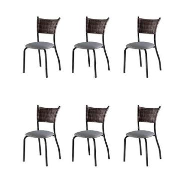 Imagem de Conjunto Com 6 Cadeiras Espanha Vii Preto 89 Cm - Mais Decor