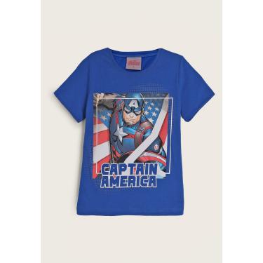 Imagem de Infantil - Camiseta Fakini Capitão América Azul Fakini 102303588 menino