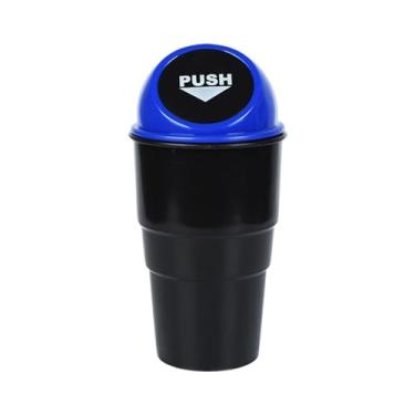Imagem de YWJLQH Porta-copos Genérico para Carro, Lata de Lixo com Tampa, Balde de Armazenamento para Carro, Saco de Lixo Multiuso para Carro, Lata de Lixo para Carro, tampa azul