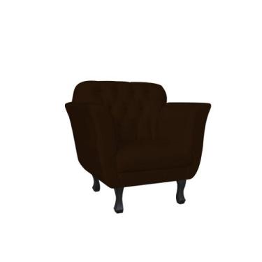 Imagem de Kit Namoradeira + 2 Poltronas Decorativa Dália Suede Marrom Pés Madeir