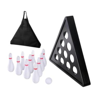 Imagem de Vaveren Conjunto de pinos de boliche para mesa, jogo de boliche com bolsa interna para mesa de shuffleboard para festa, presente de aniversário, meninos e