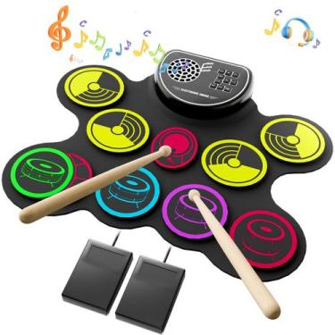 Imagem de Conjunto de Bateria Eletrônica Moortior - 10 Pads Roll-up com Pedais e