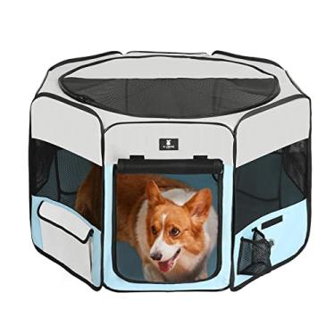 Imagem de X-ZONE PET Cercadinho portátil dobrável para cães e gatos, tecido Oxford 600D premium, parte superior com zíper removível, uso interno e externo
