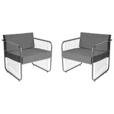 Imagem de Conjunto 2 Poltronas para Sala de Estar Córdova em Aço Carbono e Fibra Sintética Acesse Móveis