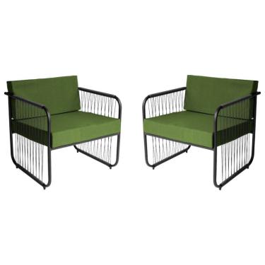 Imagem de Conjunto 2 Poltronas para Sala de Estar Córdova em Aço Carbono e Fibra Sintética Acesse Móveis