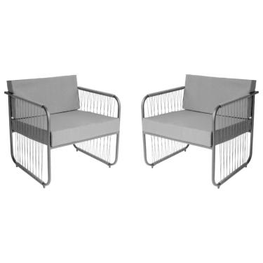 Imagem de Conjunto 2 Poltronas para Sala de Estar Córdova em Aço Carbono e Fibra Sintética Acesse Móveis