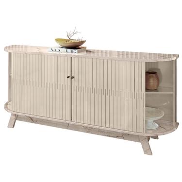 Imagem de Aparador para Sala Buffet Mônaco e Cristaleira Marina Calacata Off White – Madetec