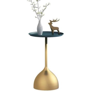 Imagem de Mesa De Cabeceira Criativa Nórdica, Mesa De Centro Pequena, Mesa Lateral Do Sofá Da Sala De Estar, Mesa Redonda Pequena De Ferro Forjado Moderna Simples, Blue