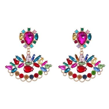 Imagem de Brinco Festa Colorido Madrinha Formatura Zircônia Olho Grego Grande - Brinco Debutante Casamento Noiva Pedraria Brilhante Gota - Mãe Namorada Fim de Ano Presente Luxo Brilho