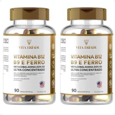 Imagem de Vitamina B12 Metilcobalamina Ácido Fólico Ferro  90 Cáps - VITA TRÍADE