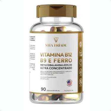 Imagem de Vitamina B12 Metilcobalamina Ácido Fólico Ferro  90 Cáps - VITA TRÍADE