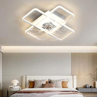 Imagem de Ventilador de teto quadrado com luz Ventiladores de teto simples e quentes com luzes e LED remoto Ventiladores de teto com motor DC reversível regulável de 6 velocidades com lâmpadas para sa