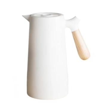 Imagem de Garrafa Térmica Nórdica 1 Litro Cabo De Madeira Café Chá Mate(Branco 1 Litro)