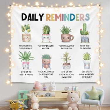 Imagem de Forola Tapeçaria de parede inspiradora para quarto de crianças, 150 x 129 cm, design de afirmações de animais, decoração motivacional de parede para cabeceira de sala de aula para berçário (remingders