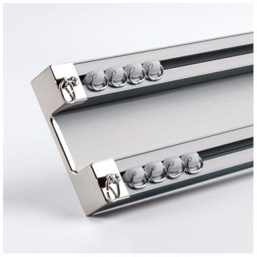 Imagem de Sistema de cortina de trilho duplo resistente - trilho de teto de 35 m para cortinas na sala de estar, quarto ou hospital - trilho de cortina deslizante durável (cinza)