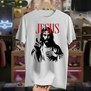 Imagem de Camisa Gospel Masculina Branca Camiseta Básica Personalizada Encontros